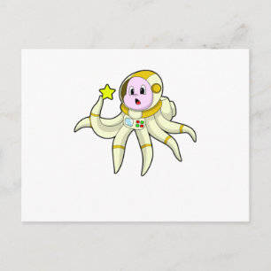 Octopus as Diver with Star Postcard