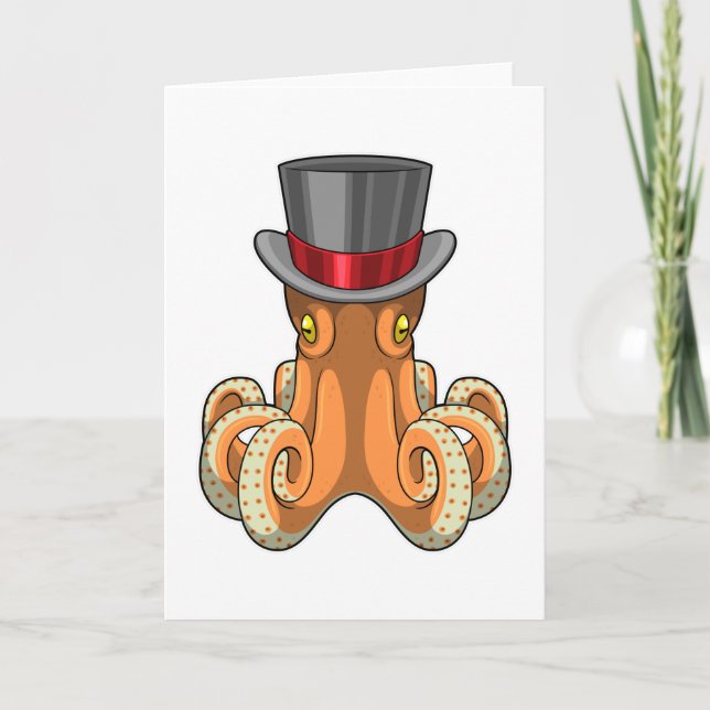 Octopus as Gentleman with Top hat Card (Front)