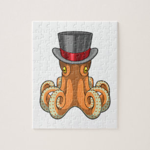 Octopus as Gentleman with Top hat Jigsaw Puzzle