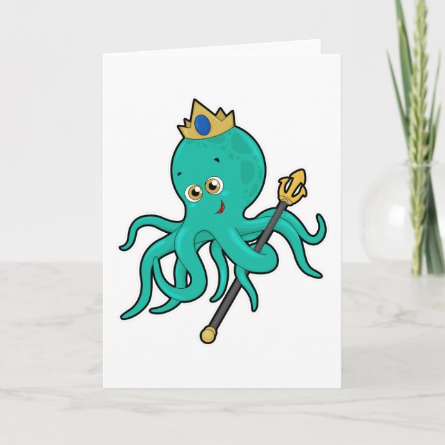 Octopus as King with Trident Card (Front)