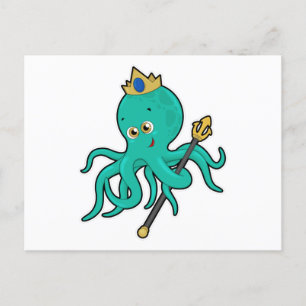 Octopus as King with Trident Postcard