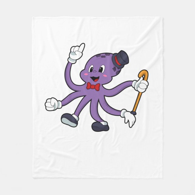 Octopus as Magician with Hat Fleece Blanket (Front)