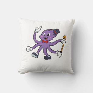 Octopus as Magician with Hat Throw Pillow