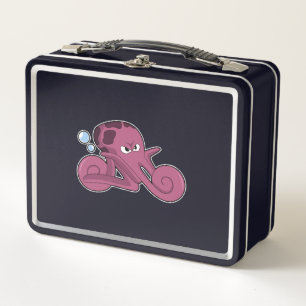 Octopus as Motorycycle Metal Lunch Box