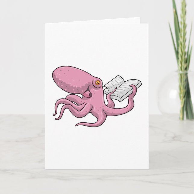 Octopus as Nerd witth Book Card (Front)