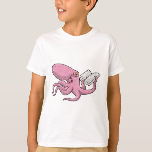 Octopus as Nerd witth Book T-Shirt