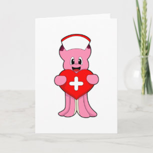 Octopus as Nurse with Heart Card