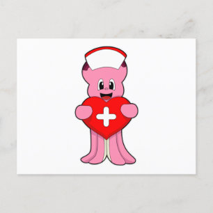 Octopus as Nurse with Heart Postcard