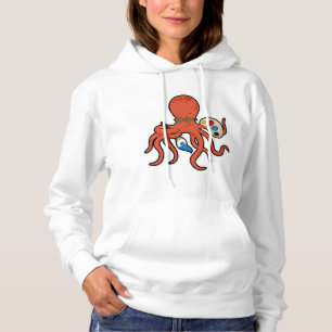 Octopus as Painter with Paint & Brush Hoodie
