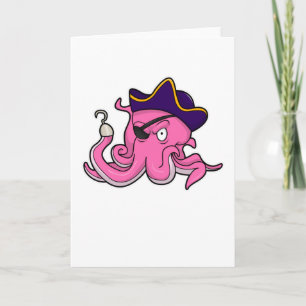 Octopus as Pirate with Hooked hand Card