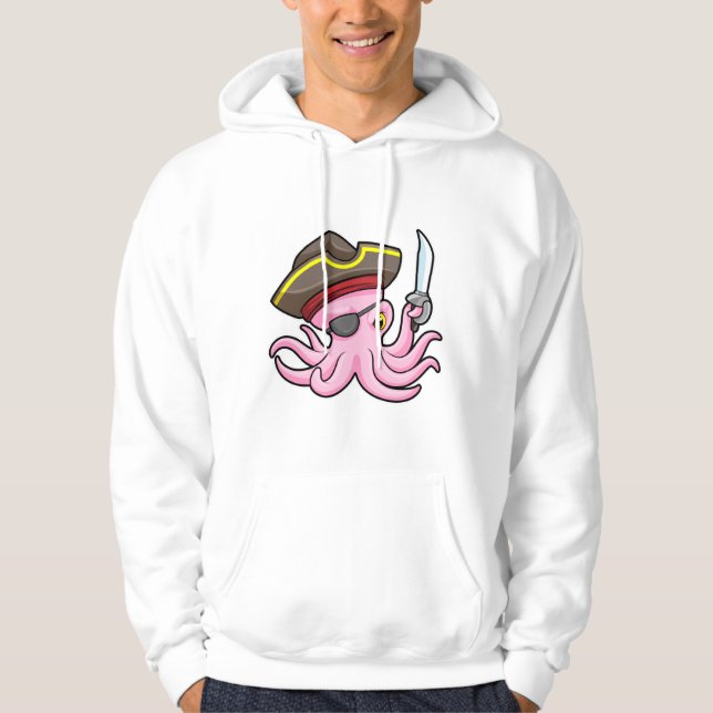 Octopus as Pirate with Sabre & Eye patch Hoodie (Front)