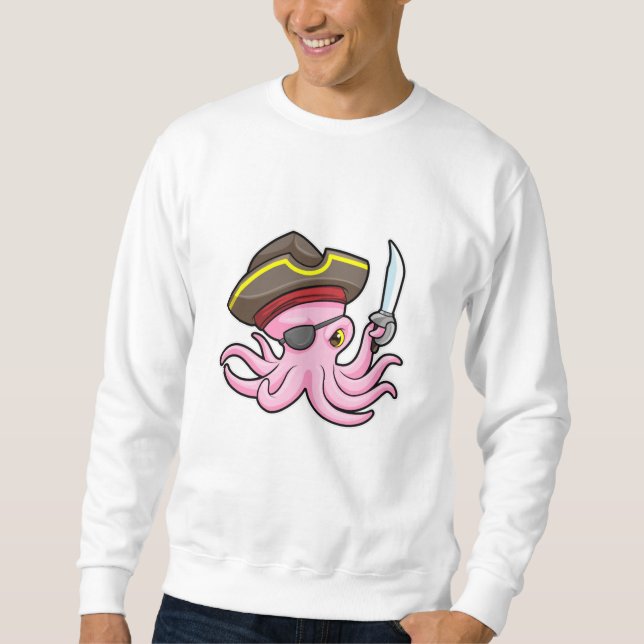Octopus as Pirate with Sabre & Eye patch Sweatshirt (Front)