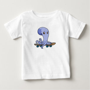 Octopus as Skater with Skateboard Baby T-Shirt