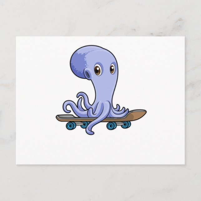 Octopus as Skater with Skateboard Postcard (Front)