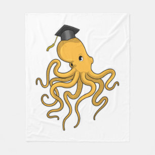 Octopus as Student with Diploma Fleece Blanket