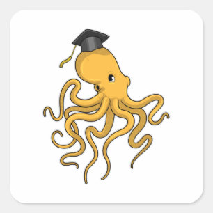 Octopus as Student with Diploma Square Sticker