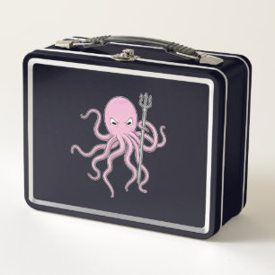 Octopus as Wizard with Trident Metal Lunch Box