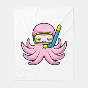 Octopus at Diving with Snorkel & Swimming goggles Fleece Blanket