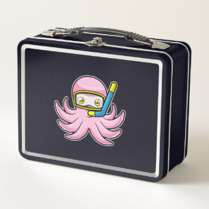 Octopus at Diving with Snorkel & Swimming goggles Metal Lunch Box
