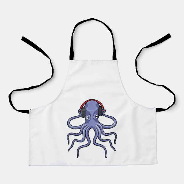 Octopus at Music with Headphone Apron (Front)