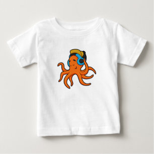 Octopus at Music with Headphone Baby T-Shirt