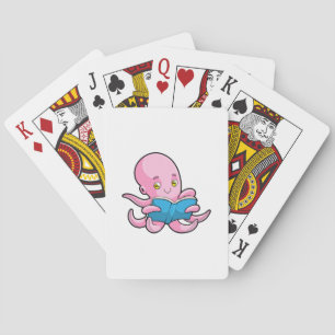 Octopus at Reading a Book Playing Cards