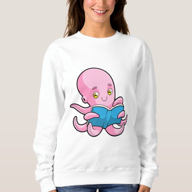 Octopus at Reading a Book Sweatshirt (Front)