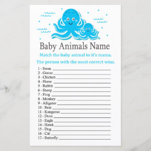 Octopus Baby Animals Name Game