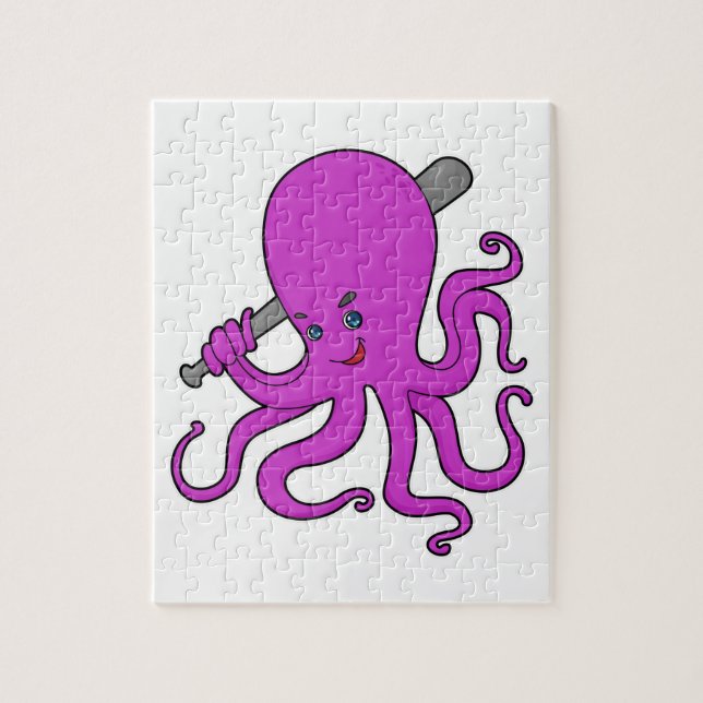 Octopus Baseball Baseball bat Jigsaw Puzzle (Vertical)