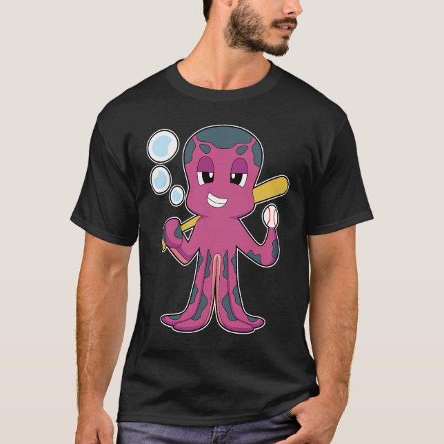 Octopus Baseball Baseball bat Sports T-Shirt (Front)