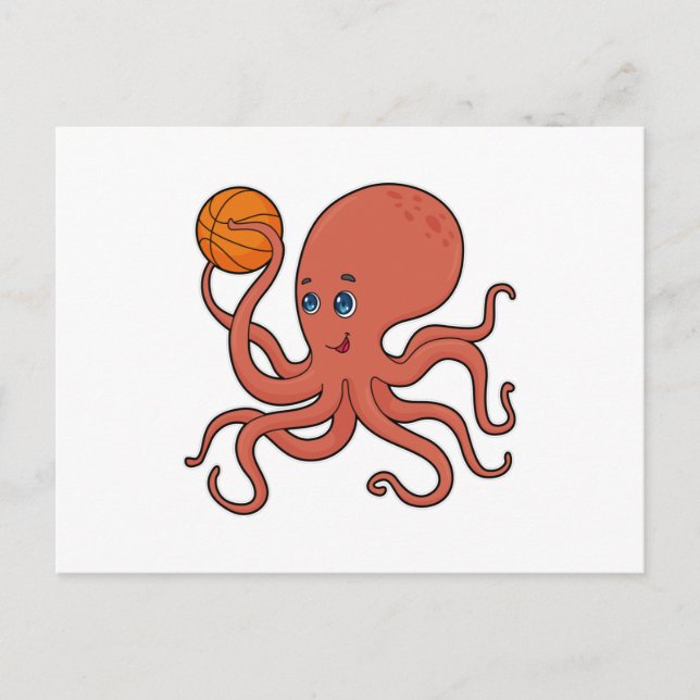 Octopus Basketball player Basketball Postcard (Front)