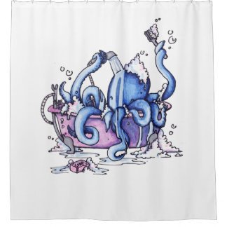 Octopus bath shower curtain
