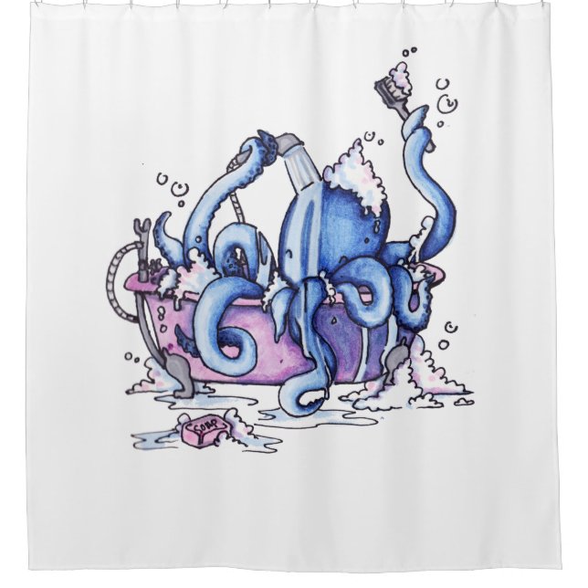 Octopus bath shower curtain (Front)