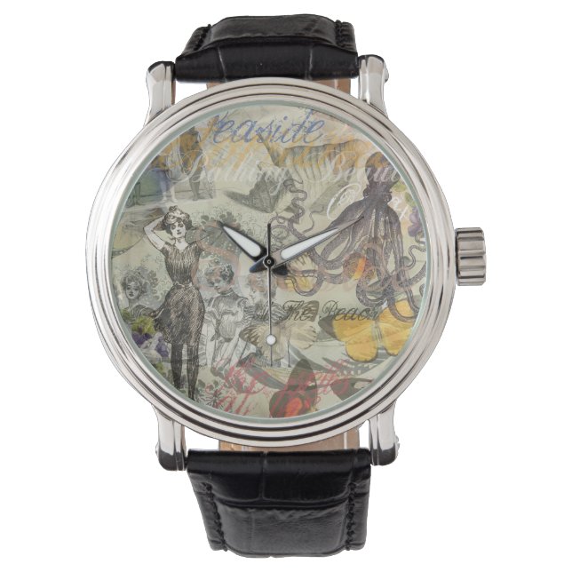 Octopus Beach Antique Coastal Steampunk Watch (Front)