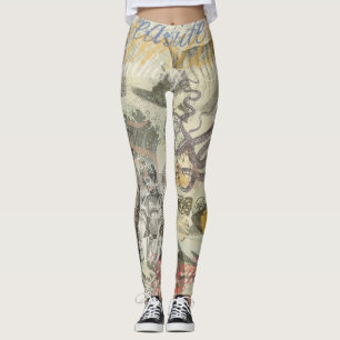 Octopus Beach Vacation Victorian Gothic Fun Leggings