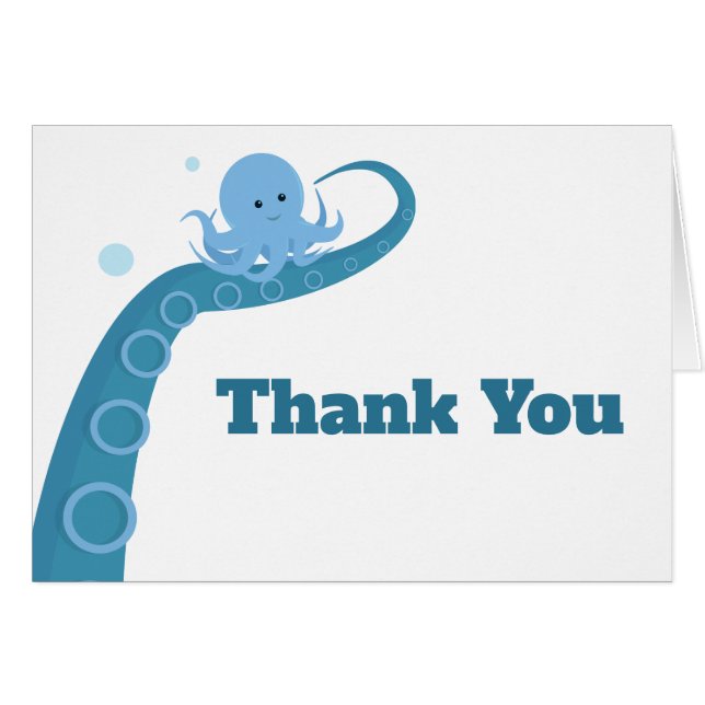 Octopus bleu | CARTE DE REMERCIEMENTS (Devant Horizontal)