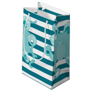 Octopus Blue Bold Stripes Gift Bag