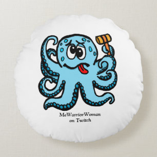 Octopus Bonk,  MeWarriorWoman on Twitch Round Pillow