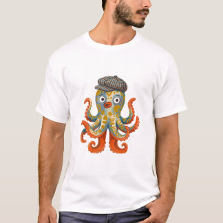 Octopus Cap Tee – Mustard Folk Art Shirt