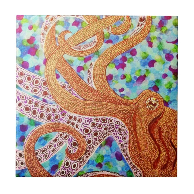 octopus ceramic tile illustration (Front)