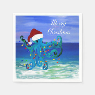 Octopus Christmas Holiday party paper napkins