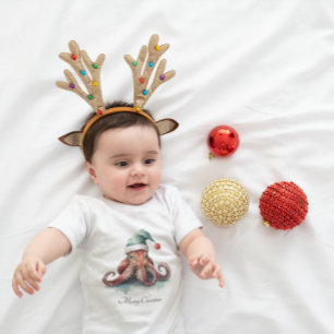 Octopus Christmas Joy, custom Baby Bodysuit