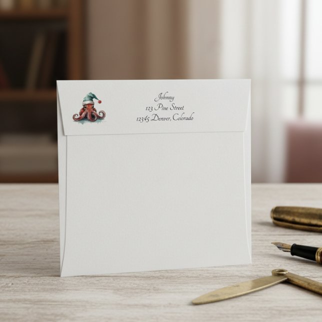 Octopus Christmas Joy, custom Envelope (Creator Uploaded)