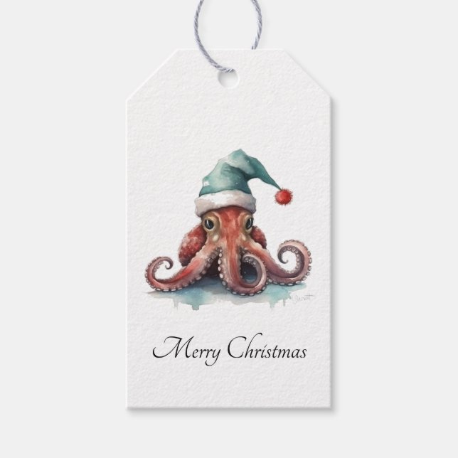 Octopus Christmas Joy, custom Gift Tags (Front)