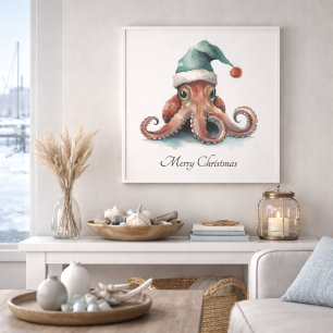 Octopus Christmas Joy, custom Photo Print