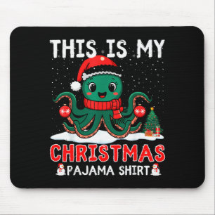 Octopus Christmas Pajama Xmas Santa Hat Octopus Lo Mouse Pad