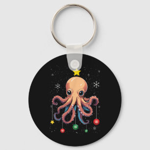 Octopus Christmas Tree Christmas Pajama Cute Anima Keychain