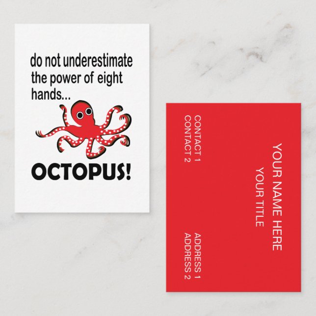 Octopus Coastal Beach Funny Octopus Business Card (Front/Back)