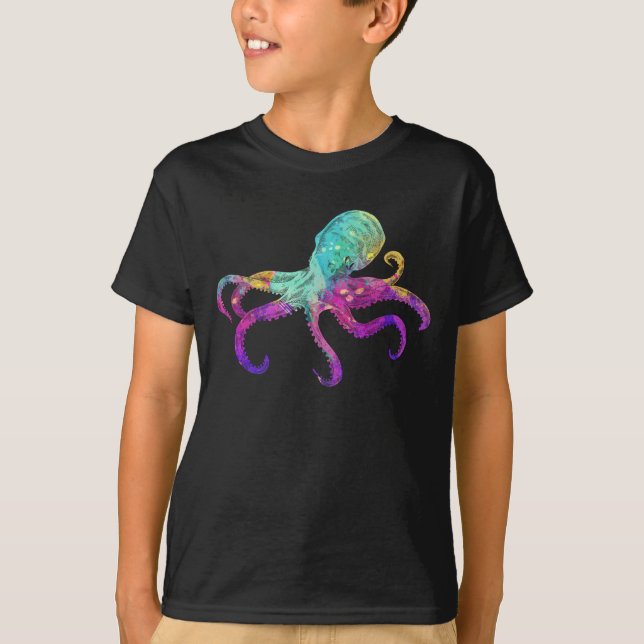 Octopus Colourful Kraken Sea Animal Art T-Shirt (Front)