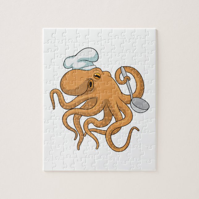 Octopus Cook Chef hat Jigsaw Puzzle (Vertical)